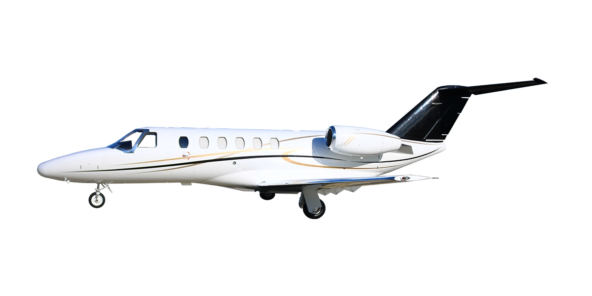 A Latitude 33 Aviation Cessna model private jet side profile with a white background.