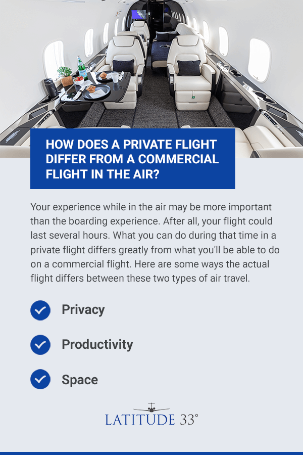 How Does a Private Flight Differ from a Commercial Flight in the Air?